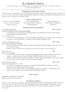 Example of a business resume template via resumewriters.com